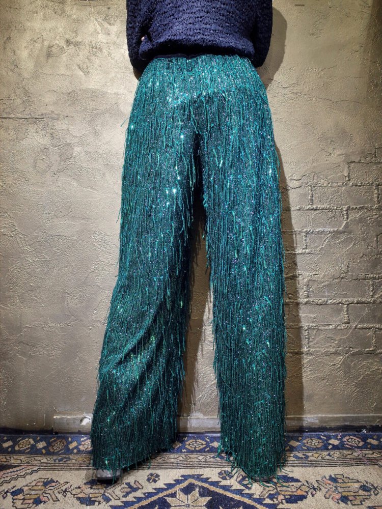 Sequin Fringe Glitter Wide Pants