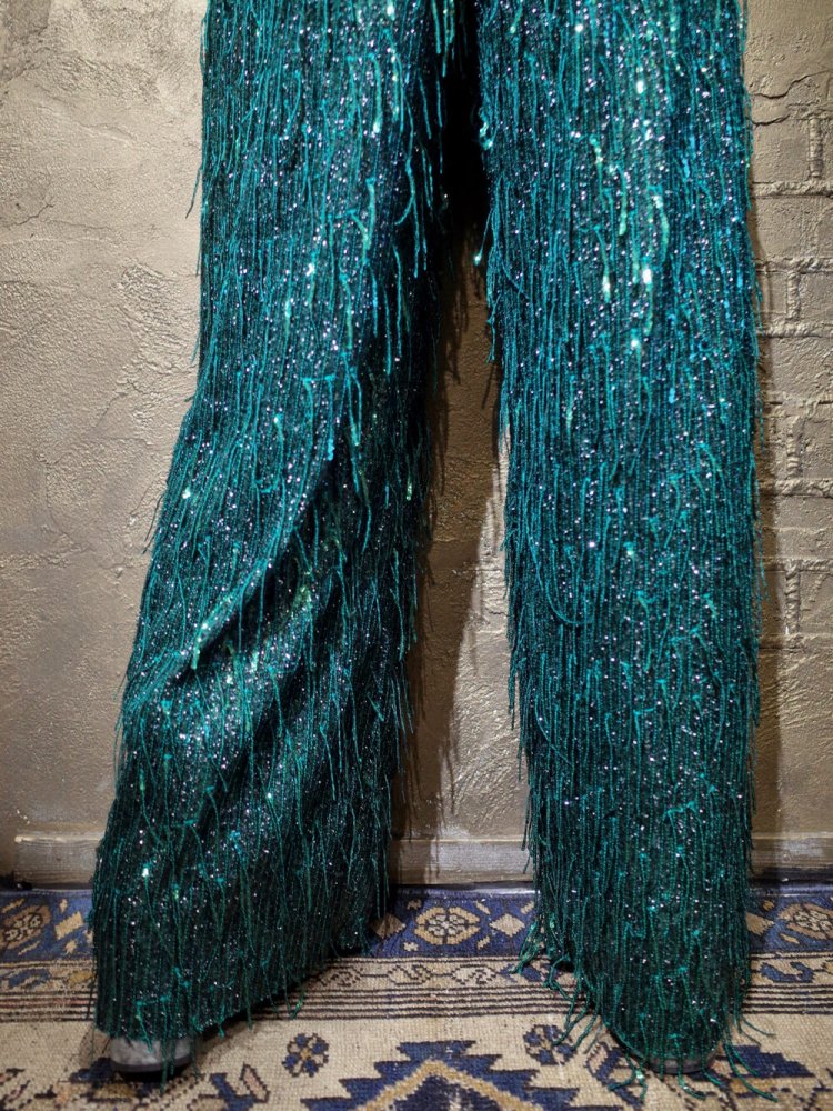 Sequin Fringe Glitter Wide Pants