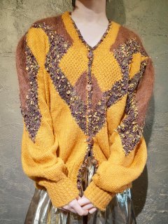 Mohair Blend Switch Material Knit Cardigan