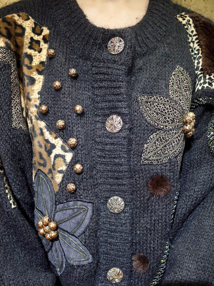 Leopard & Bijou Black Mohair Knit Jacket