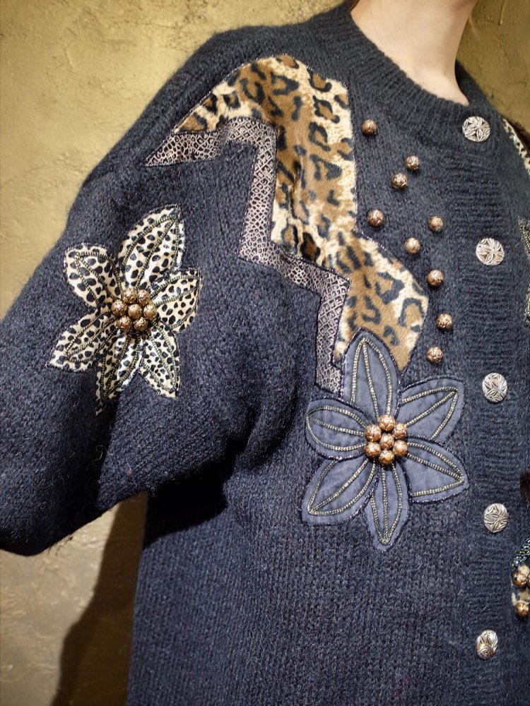 Leopard & Bijou Black Mohair Knit Jacket
