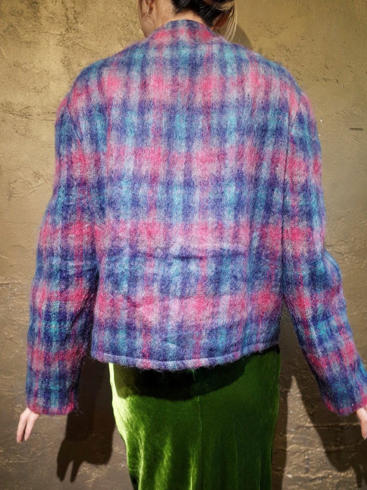 Shadow Checked Mohair Short Jacket