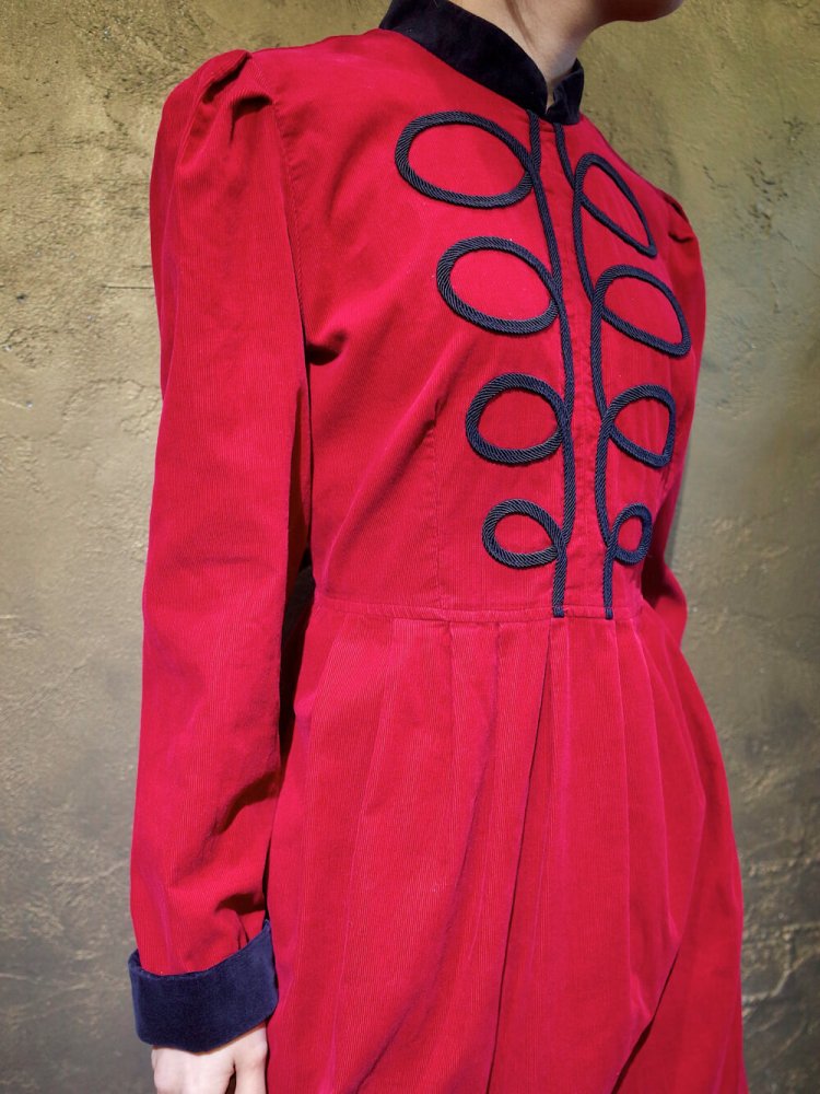 Napoleon Style Red Corduroy Dress