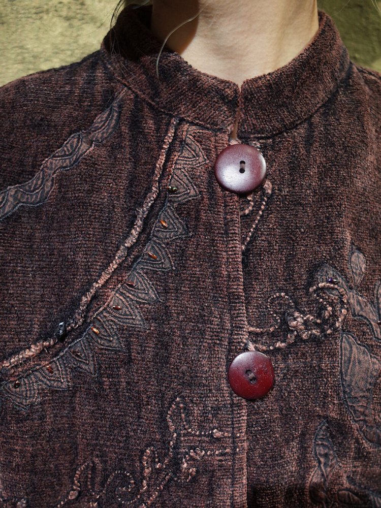 Arabesque Jacquard Sleeves Embroidery Jacket
