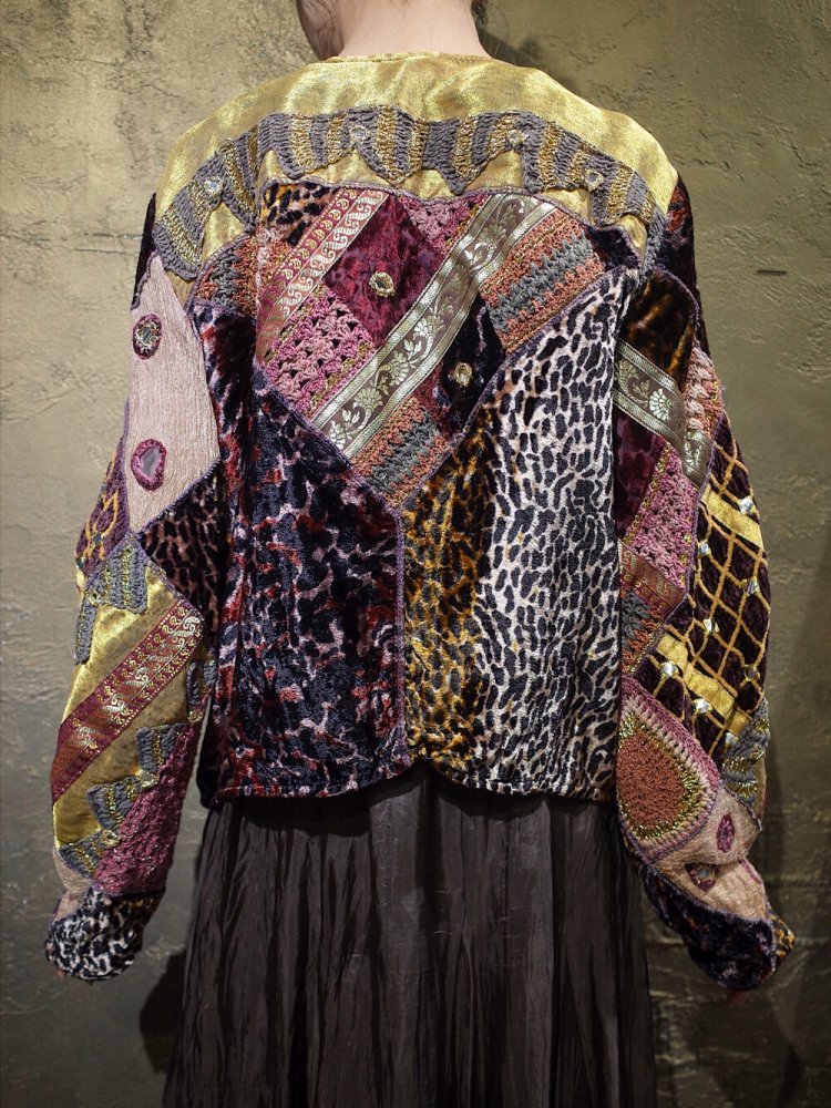 Crazy Various Fabric Patchwork & Mirror Embroidery Jacket