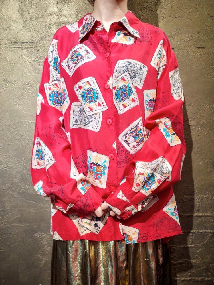 Playing Cards Pattern Silk Shirt