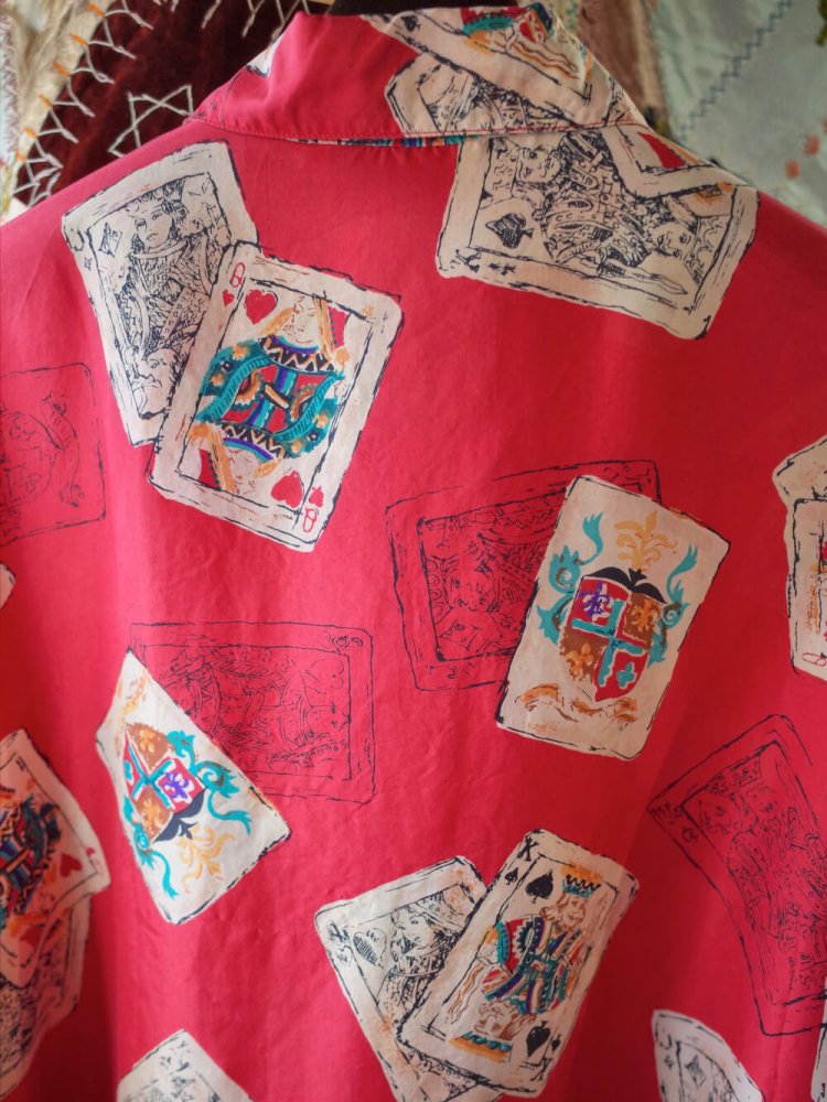 Playing Cards Pattern Silk Shirt
