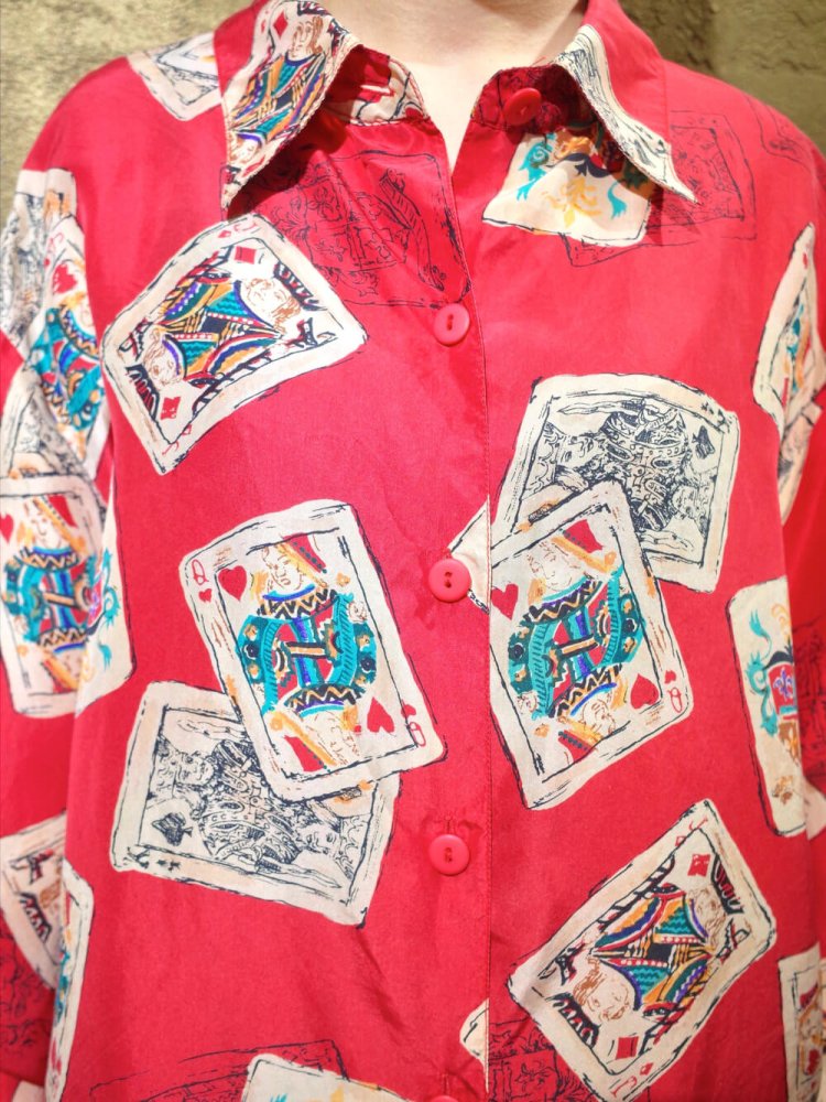 Playing Cards Pattern Silk Shirt