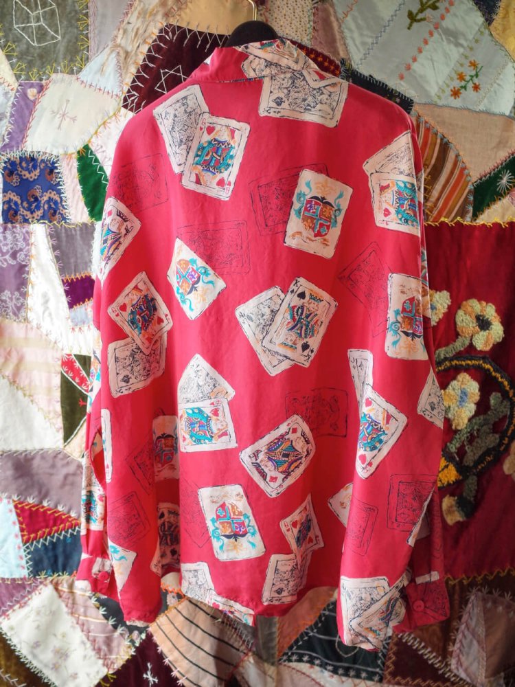 Playing Cards Pattern Silk Shirt