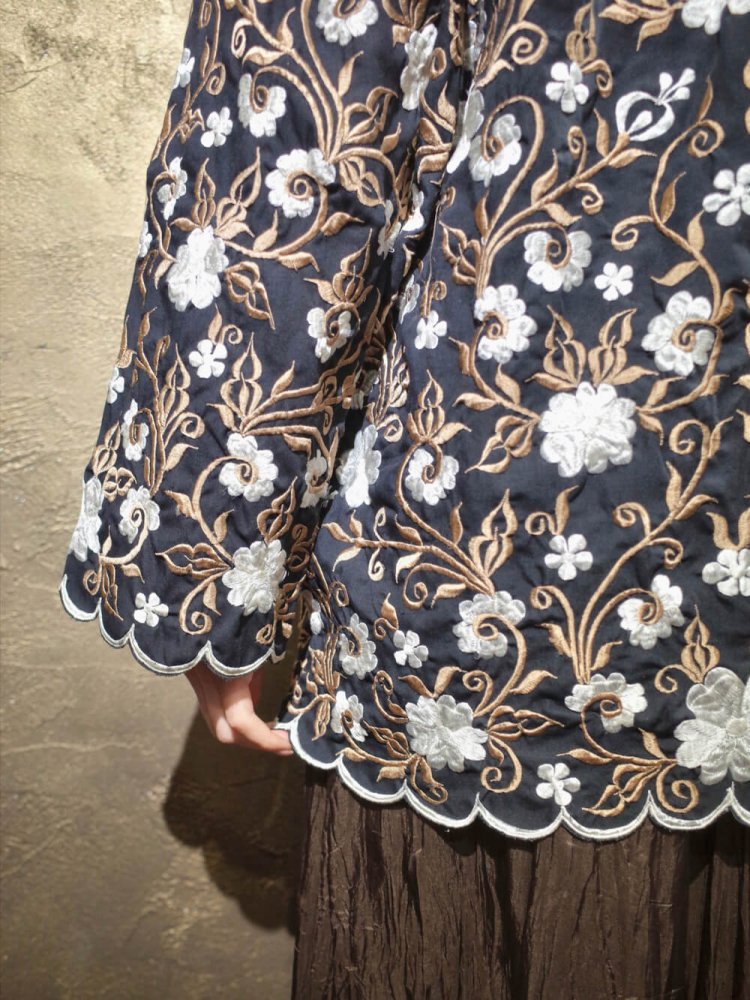 c.1960~70s Total Embroidery Mao Collar Shirt Jacket