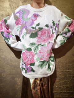 Bird & Flower Cotton/Ramie Knit