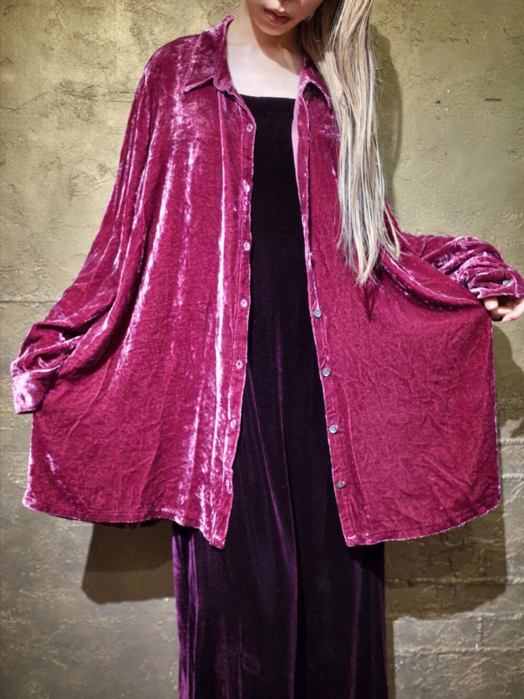 Smoky Pink Silk / Rayon Velvet Big Silhouette Shirt