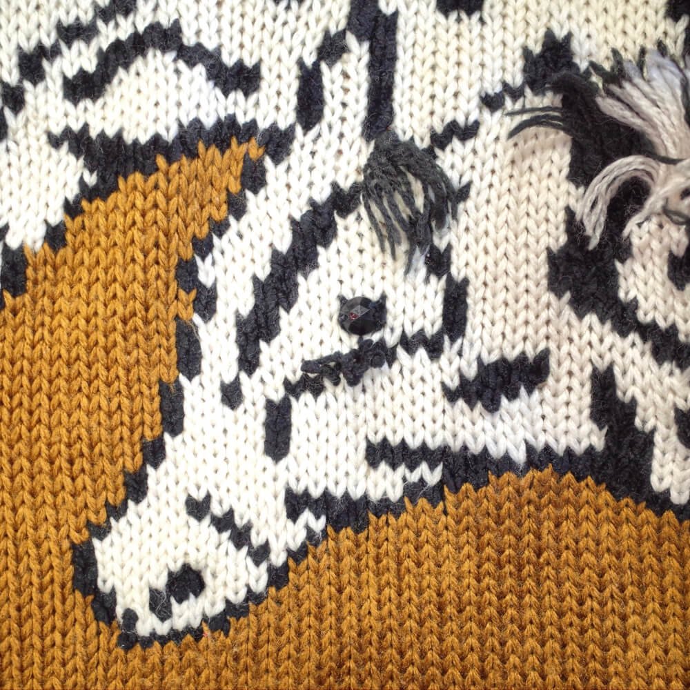 Hand Knit Zebra Shaggy Mane Low Gauge Knit