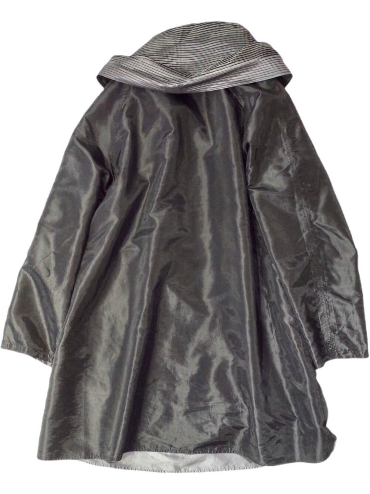 Silver  Black Gather Hoodie Nylon Coat Reversible