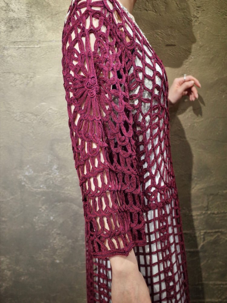 Bordeaux Spider Net Fringe Dress