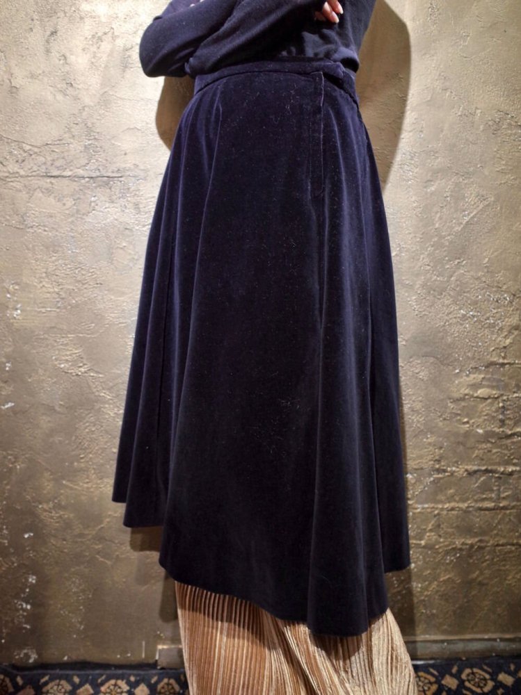c.1960s Black Cotton Velvet Drape Skirt