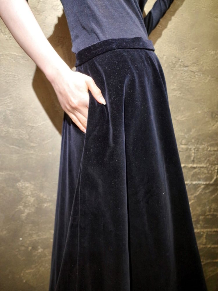 c.1960s Black Cotton Velvet Drape Skirt