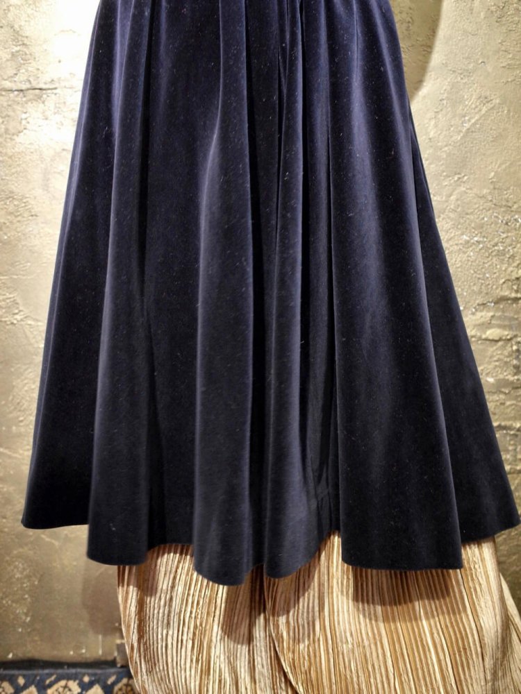 c.1960s Black Cotton Velvet Drape Skirt