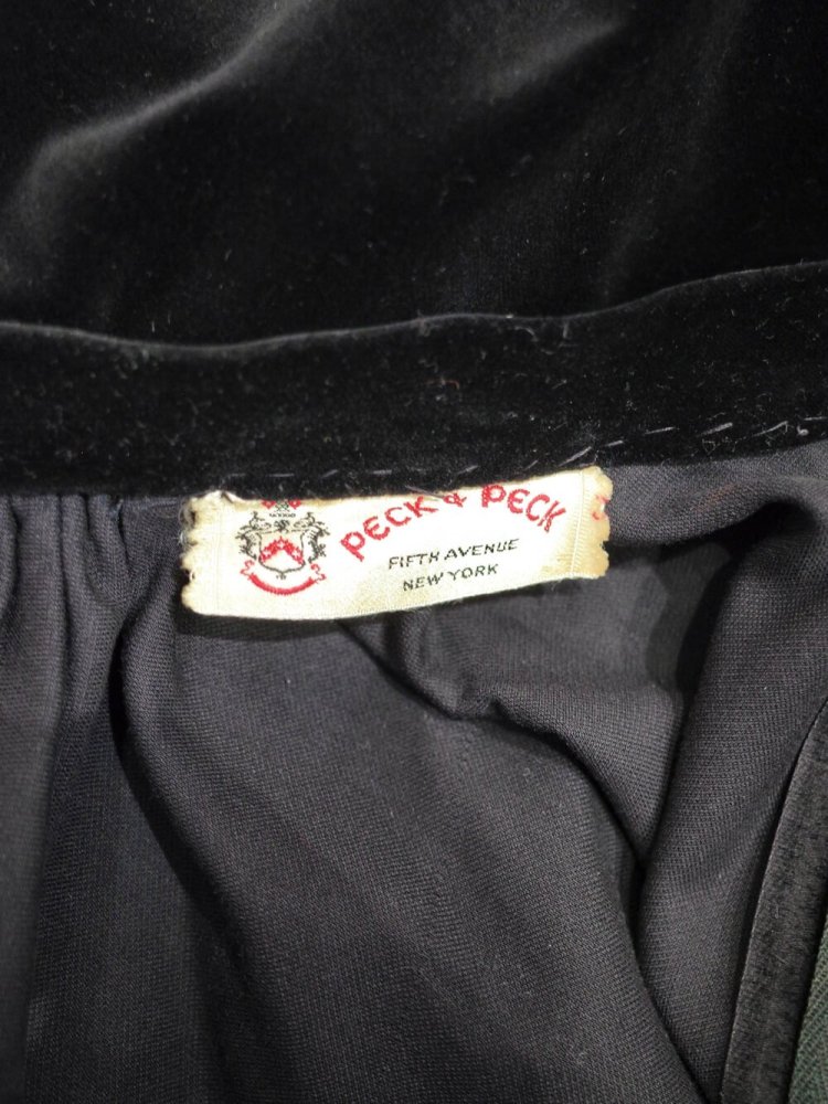 c.1960s Black Cotton Velvet Drape Skirt