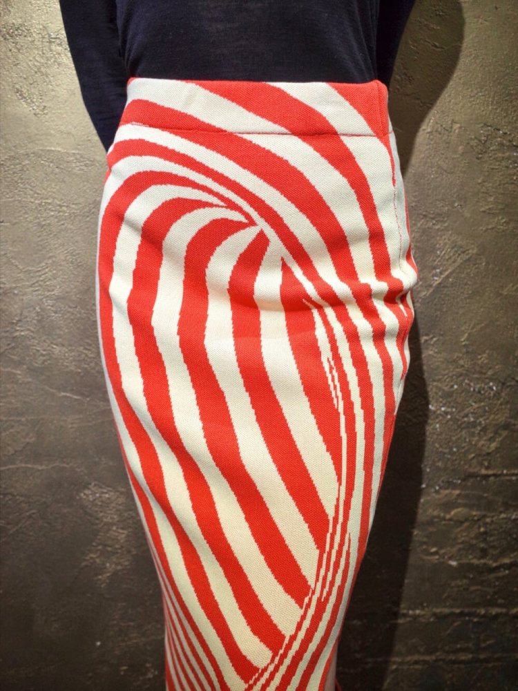 Spiral Pattern High Waist  Tight Deep Slit Skirt