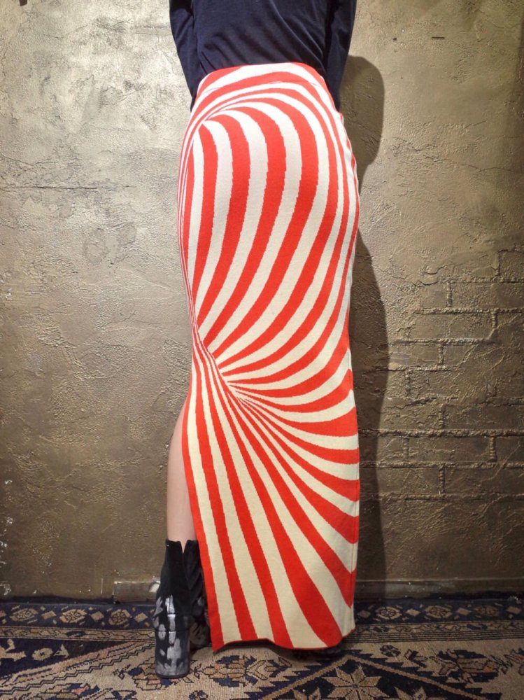 Spiral Pattern High Waist  Tight Deep Slit Skirt