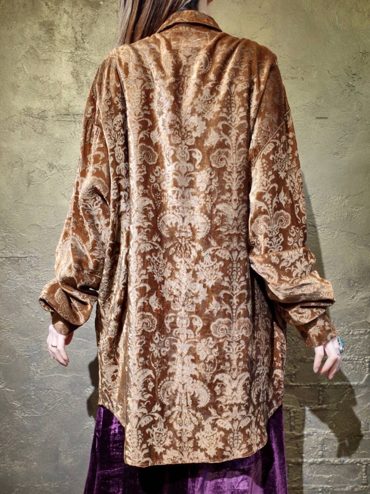 Bronze Damask Rayon Velvet Shirt