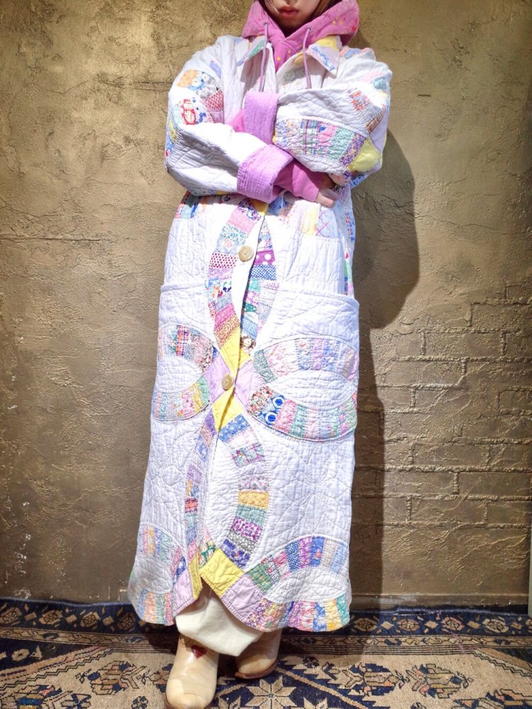 c.1950~60s Vintage Hand Quilt / ɽȡۡLong Coat