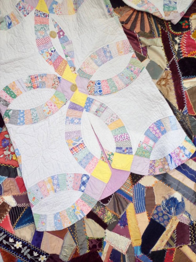 c.1950~60s Vintage Hand Quilt / ɽȡۡLong Coat