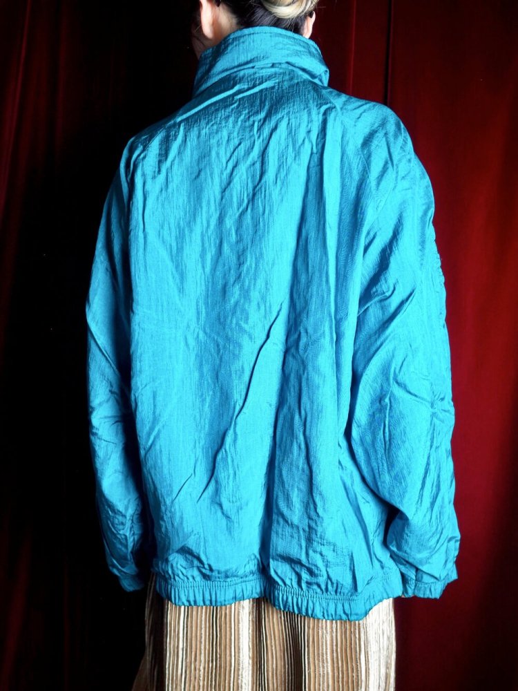 Turquoise Blue Gather Nylon Blouson