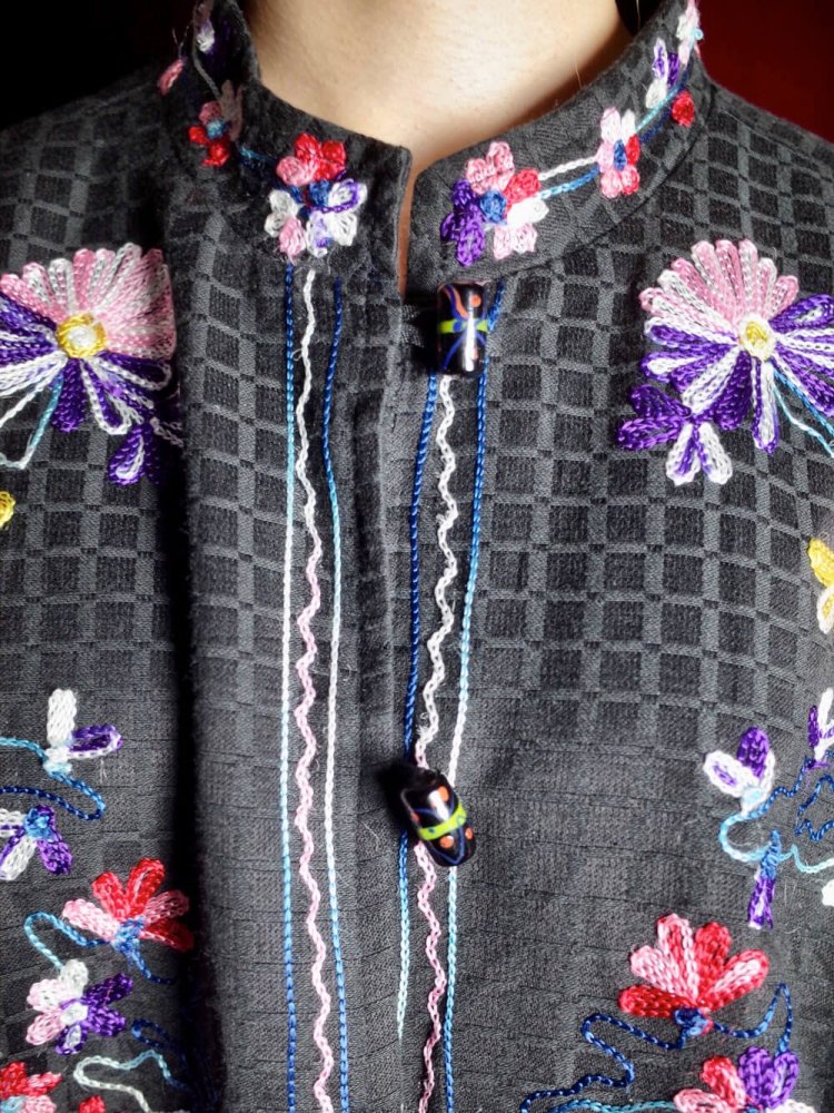 Rainbow Embroidery Mao Collar Jacket