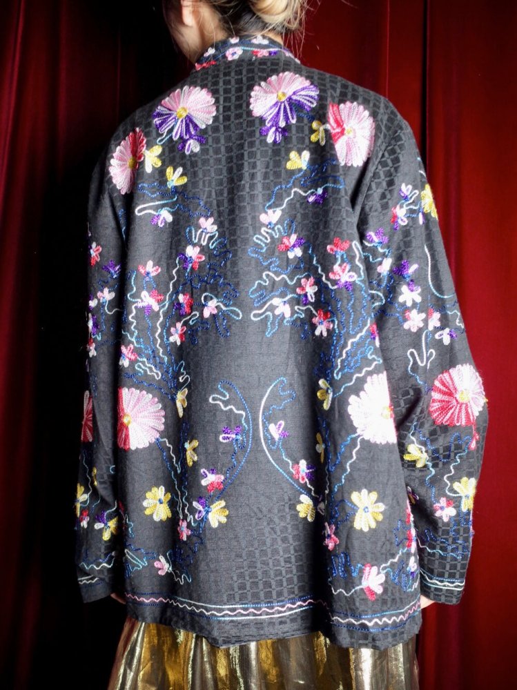 Rainbow Embroidery Mao Collar Jacket