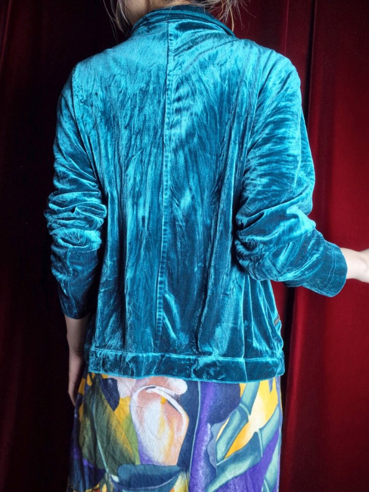 Turquoise Velvet Double Riders Jacket