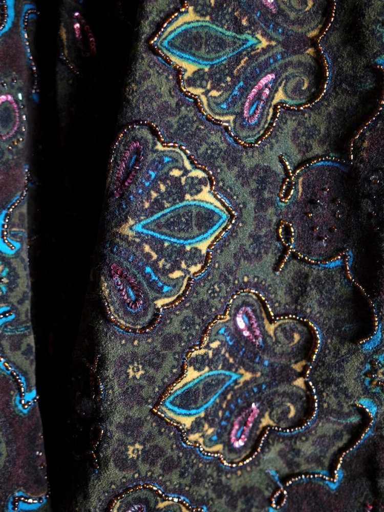 Arabesque Cotton Velvet & Bijou Embroidery Short Jacket