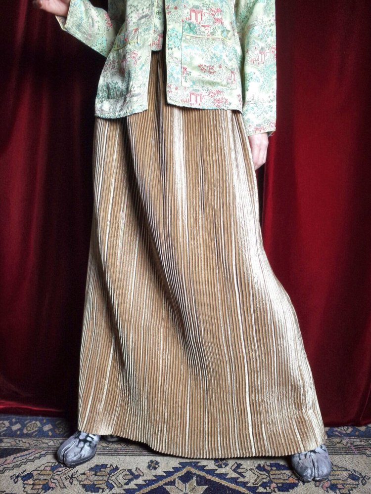 JEANNE MARC / ޡChampagne Gold Pleats Maxi Skirt