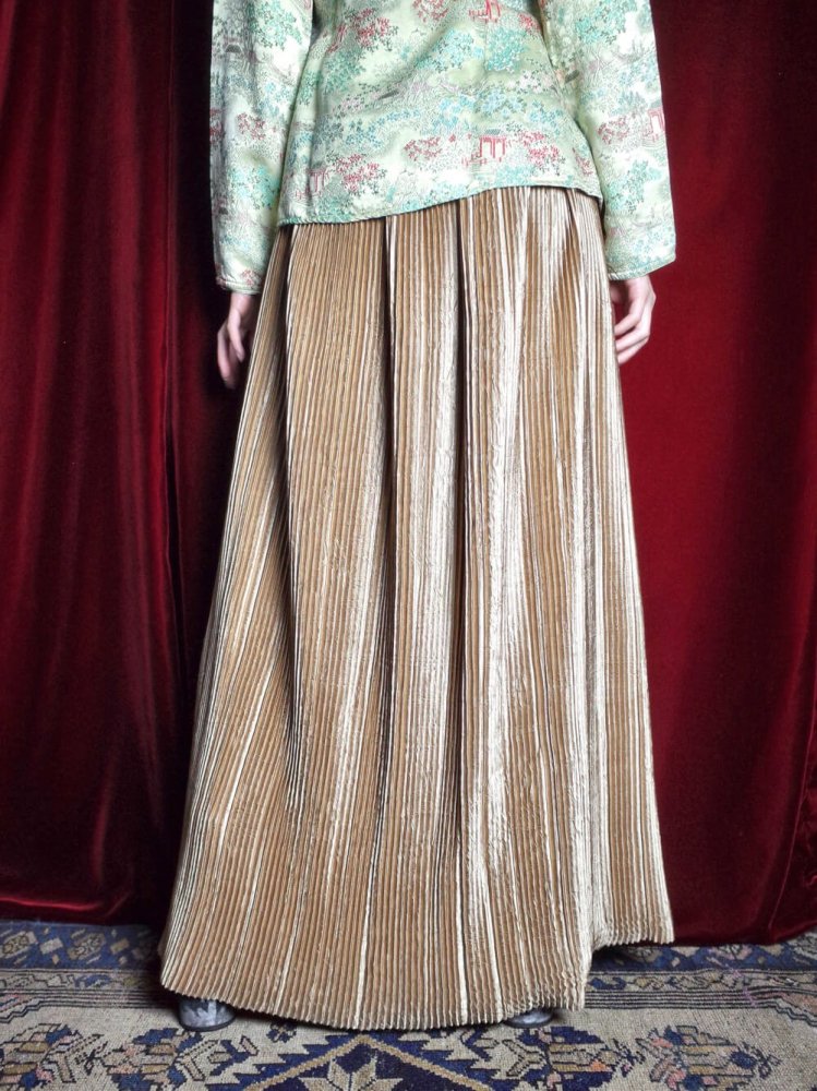 JEANNE MARC / ޡChampagne Gold Pleats Maxi Skirt