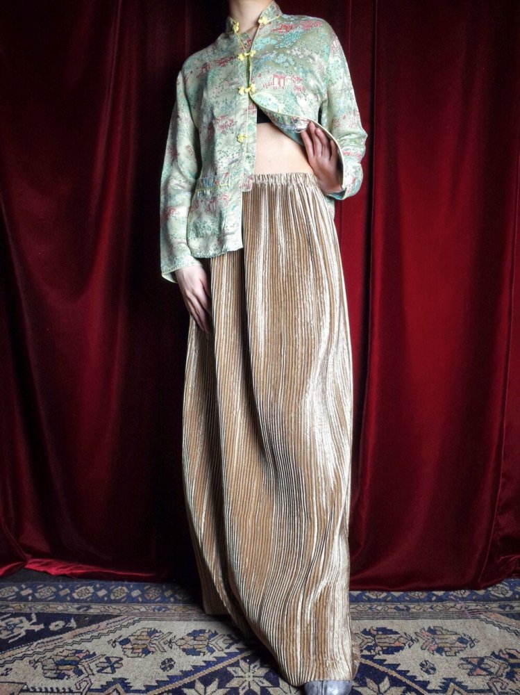 JEANNE MARC / ޡChampagne Gold Pleats Maxi Skirt