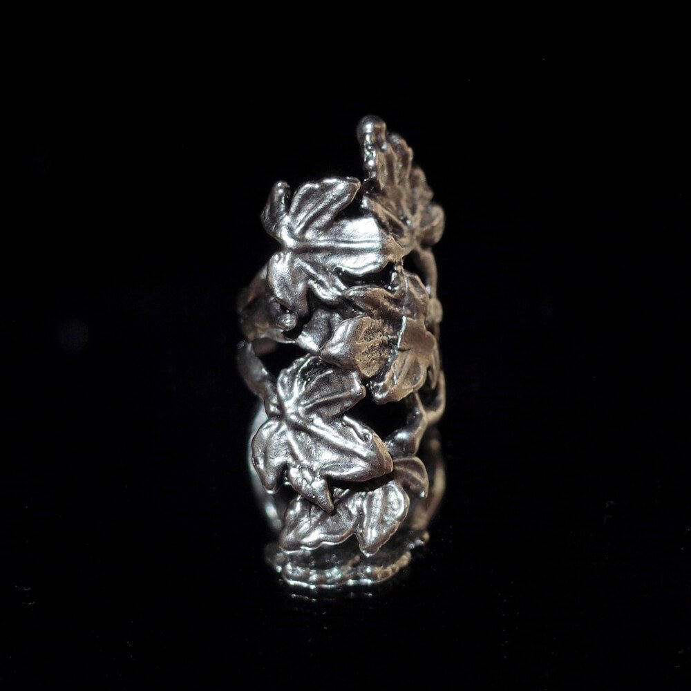 "From Turkey Handcraft" Leaf Motif Silver Plated Ring