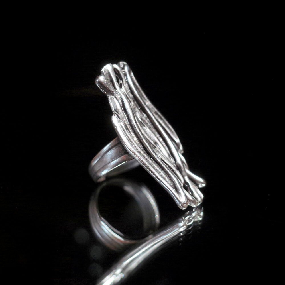 "From Turkey Handcraft" Modern Design Silver Plated Ring