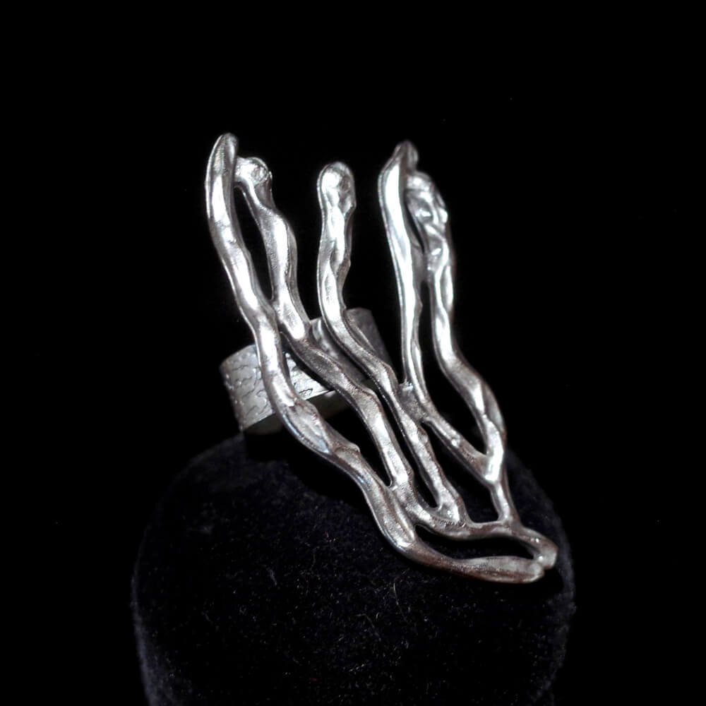 "From Turkey Handcraft" Modern Design Silver Plated Ring