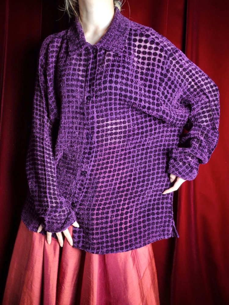 Deep Purple Velvet  Sheer Shirt