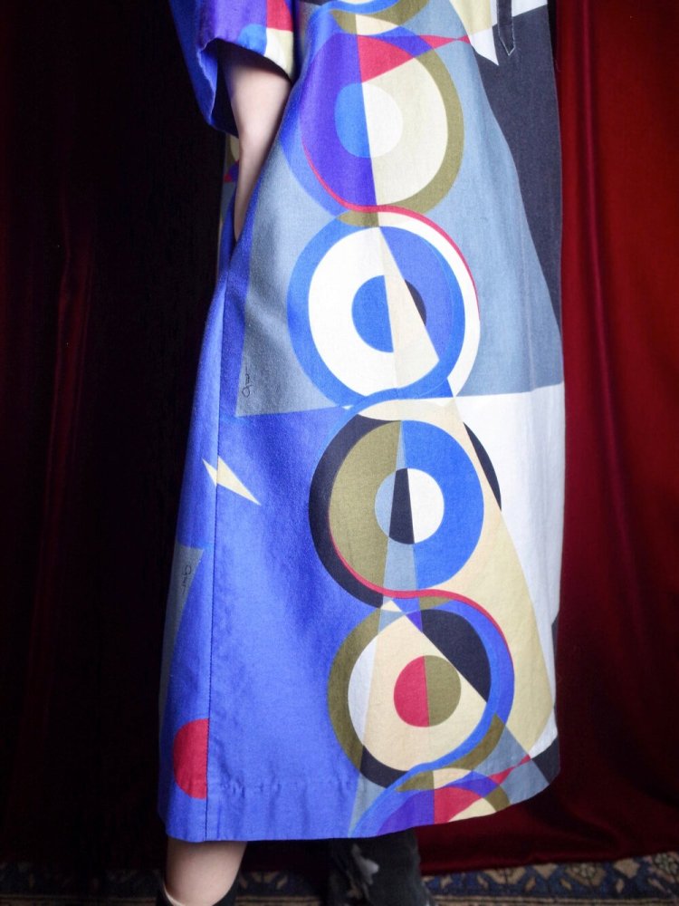 c.1970s "Catherine Ogust" Modern Mao Collar Dress