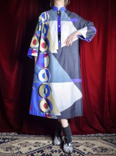 c.1970s "Catherine Ogust" Modern Mao Collar Dress