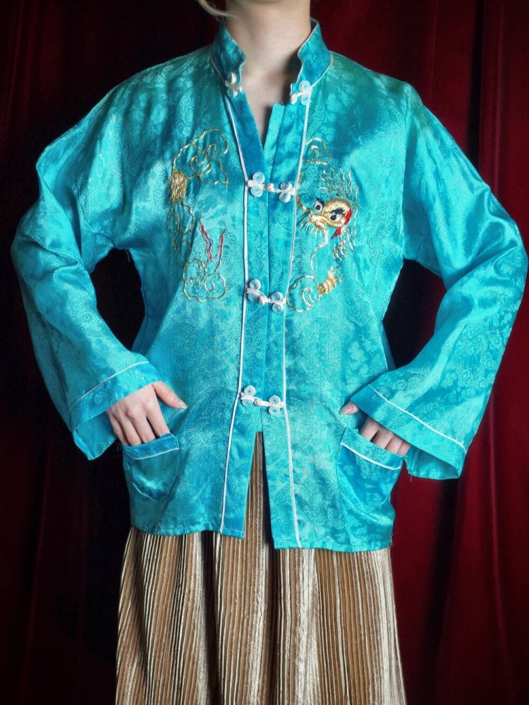 c.1950~60s Dragon Embroidery China Shirt