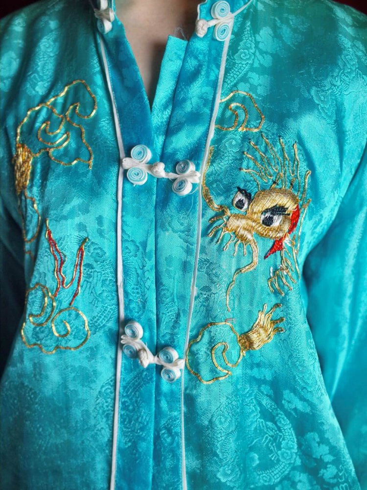 c.1950~60s Dragon Embroidery China Shirt