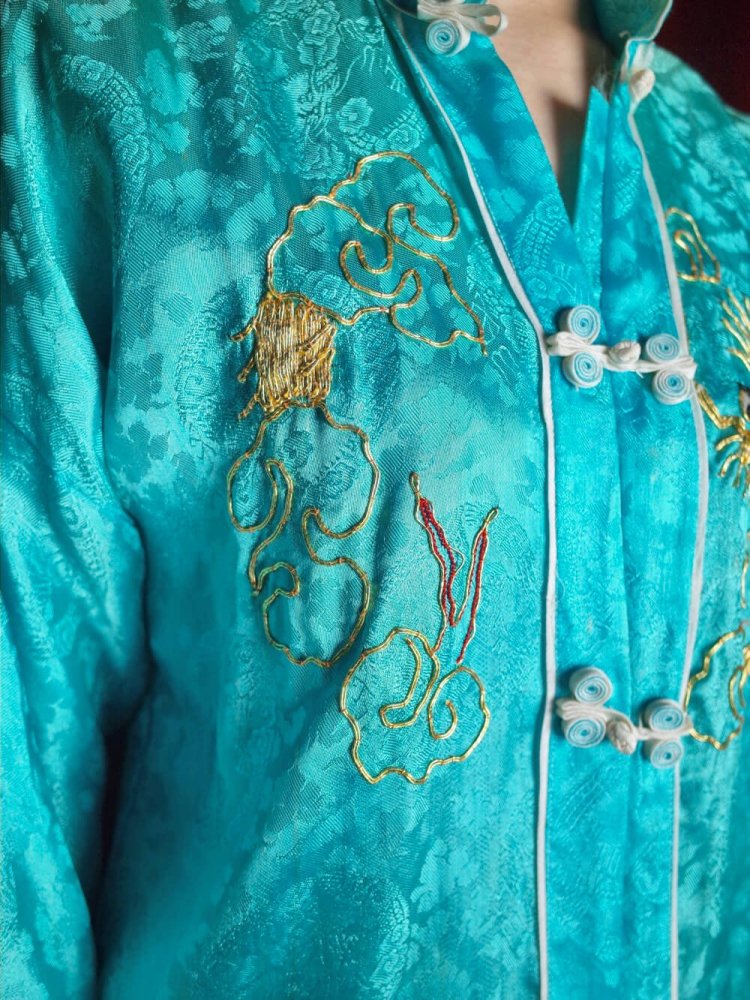 c.1950~60s Dragon Embroidery China Shirt