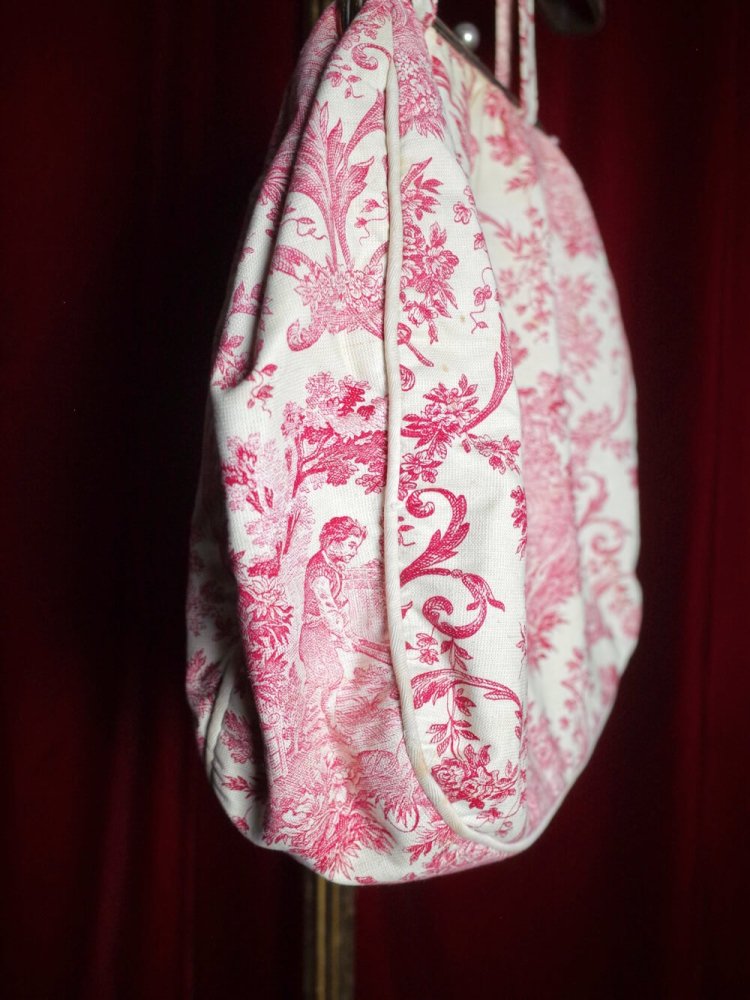 c.1950~60s "Toile de Jouy / ȥɥ奤" Vintage Fabric Bag