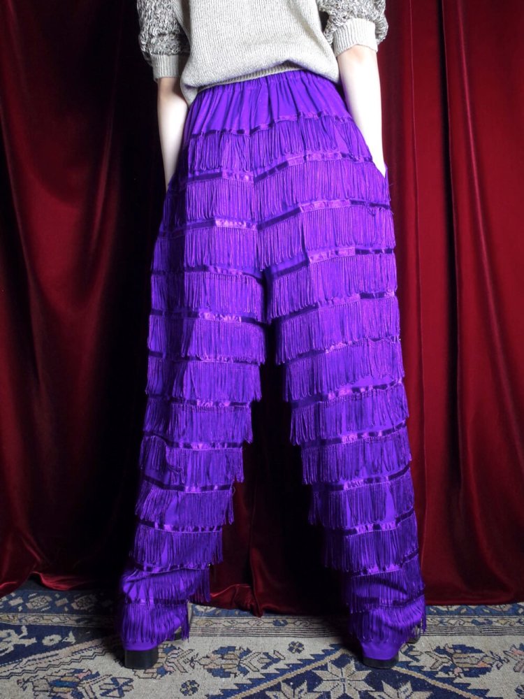 Purple Rayon Fringe & Studs Pants