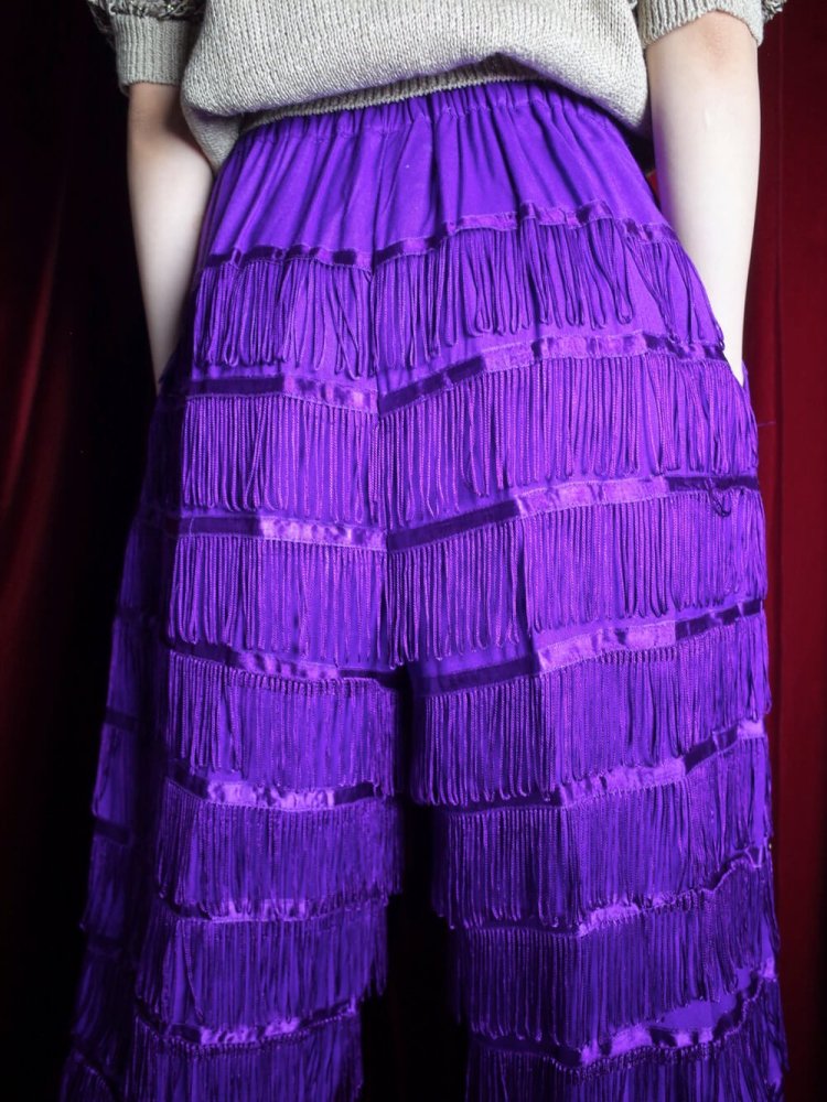 Purple Rayon Fringe & Studs Pants