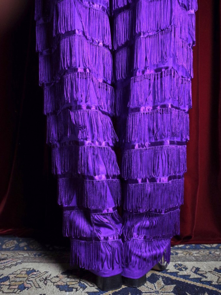 Purple Rayon Fringe & Studs Pants