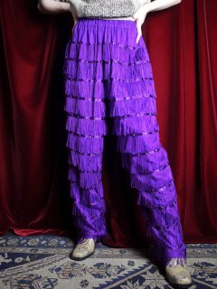 Purple Rayon Fringe & Studs Pants